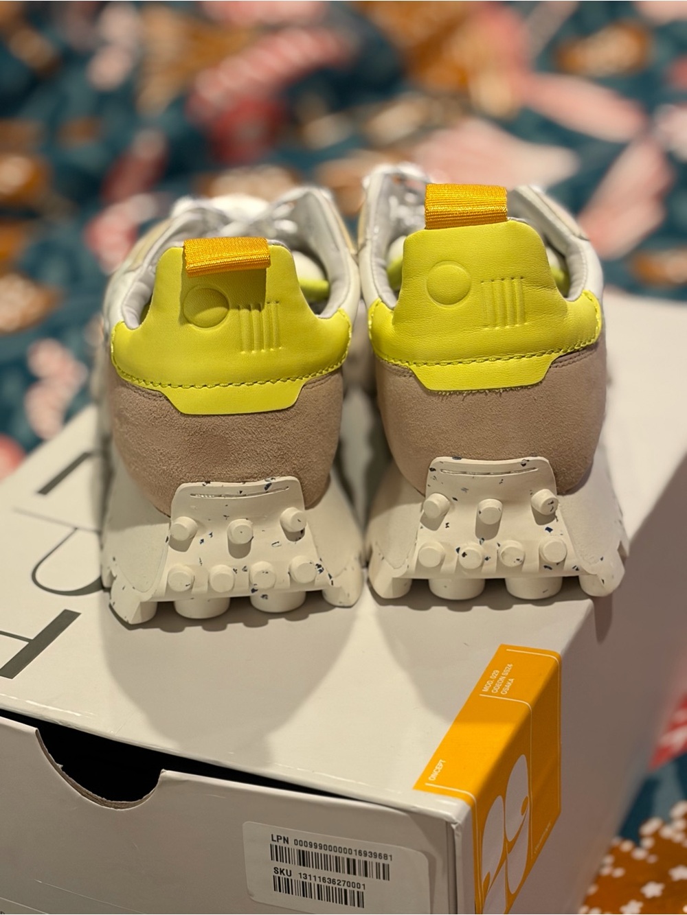 Oncept Women's White & Beige Sneakers with Pastel Mint and Yellow Accents - Picture 7 of 10